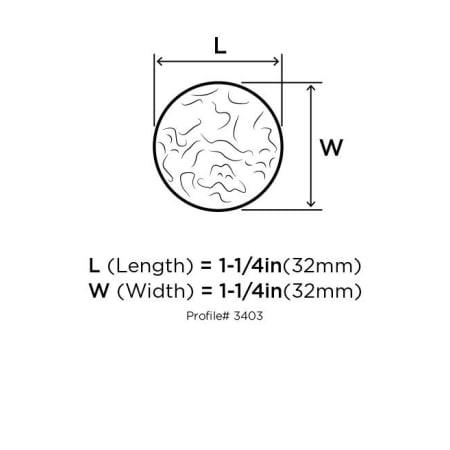 Amerock-BP3403-Dimensions of Top View