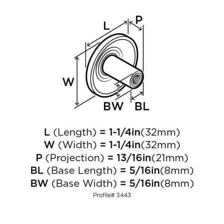 Amerock-BP3443-Dimensions of Back View
