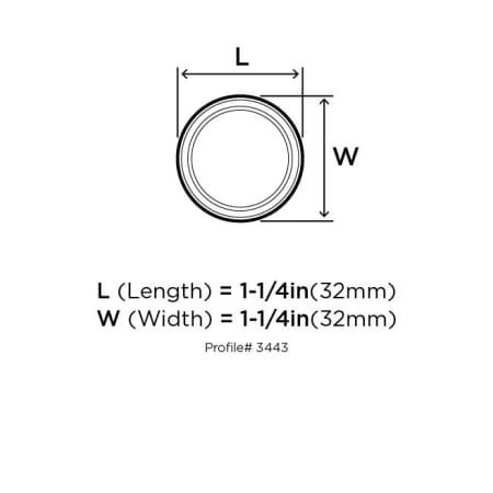 Amerock-BP3443-Dimensions of Top View