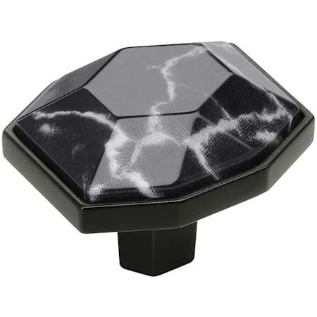 Amerock Carrione 1-3/8 Inch Geometric Cabinet Knob Marble Black / Black Bronze