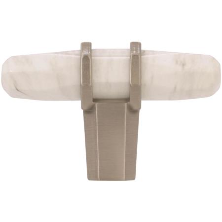 Amerock London 9/16 Inch Bar Cabinet Knob Marble White / Satin Nickel