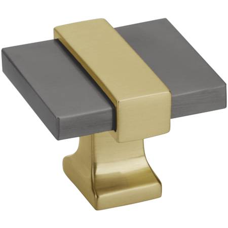 Amerock Overton 1-5/16 Inch Square Cabinet Knob Black Chrome / Brushed Gold
