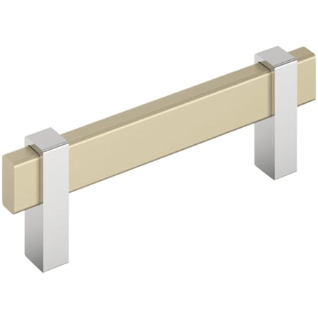 Amerock Mulino 3-3/4 Inch Center to Center Bar Cabinet Pull Golden Champagne / Polished Chrome