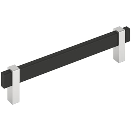 Amerock Mulino 6-5/16 Inch Center to Center Bar Cabinet Pull Matte Black / Polished Chrome