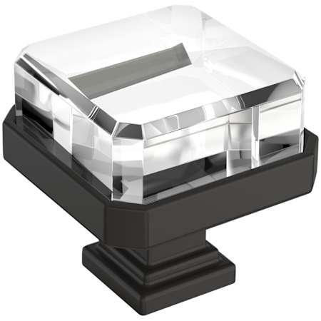 Amerock Glacio 1-3/8 Inch Square Cabinet Knob Clear / Black Bronze