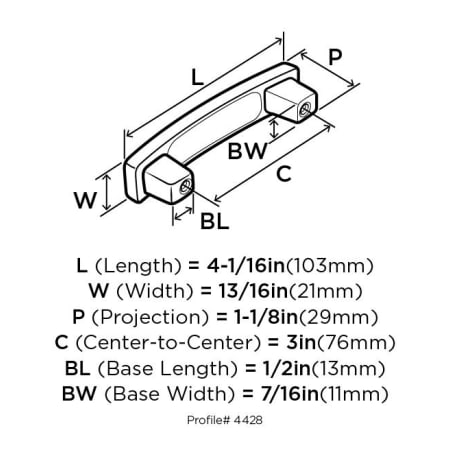 Amerock-BP4428-Dimensions of Top View