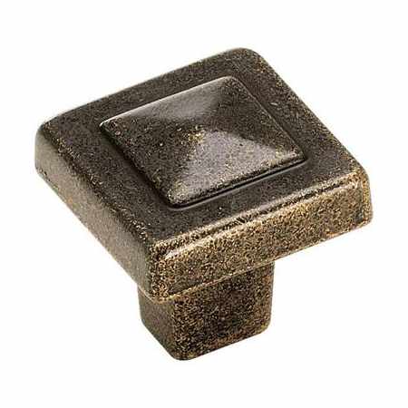 Amerock Forgings 1-1/8 Inch Square Cabinet Knob Rustic Brass