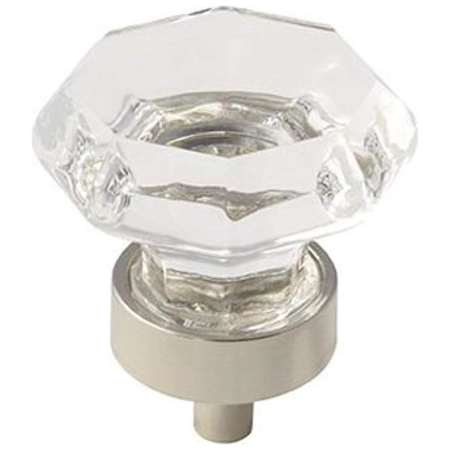 Amerock Traditional Classics 1-5/16 Inch Geometric Cabinet Knob Clear Glass / Polished Nickel