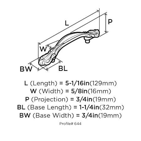 Amerock-BP644-Dimensions of Angle View