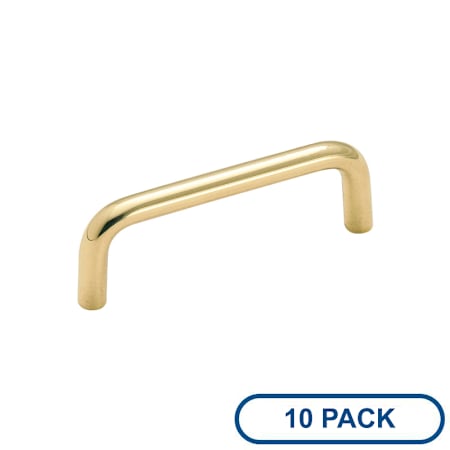 Amerock Wire Pulls 3 Inch Center to Center Handle Cabinet Pull - Pack of 10 Polished Brass