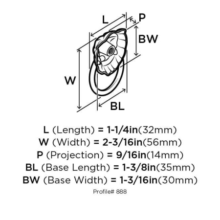 Amerock-BP888-Dimensions of Back View