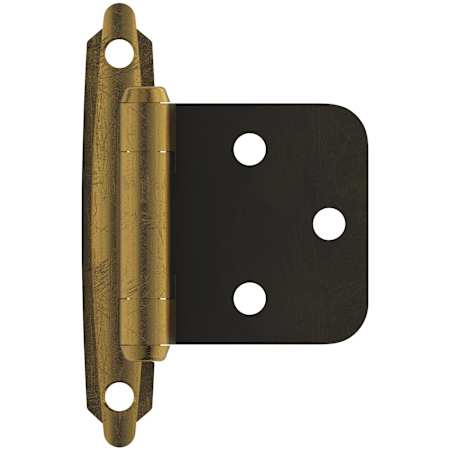 Amerock Functional Hardware Variable Overlay Surface Mount Cabinet Door Hinge with 105 Degree Opening Angle and Self Close Function - Pair Antique Brass