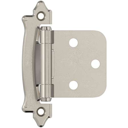 Amerock Functional Hardware Variable Overlay Surface Mount Cabinet Door Hinge with 105 Degree Opening Angle and Self Close Function - Pair Sterling Nickel