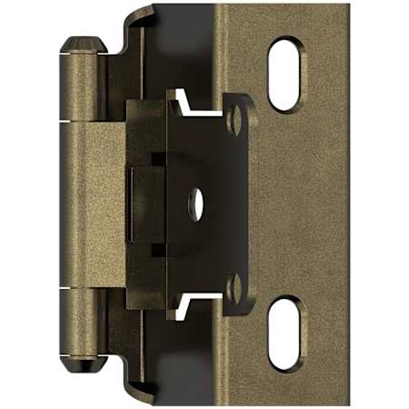 Amerock Functional Hardware 1/2 Inch Overlay Wrap Cabinet Door Hinge with 105 Degree Opening Angle and Self Close Function - Pair Burnished Brass