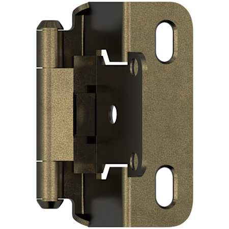 Amerock Functional Hardware 1/2 Inch Overlay Wrap Cabinet Door Hinge with 105 Degree Opening Angle and Self Close Function - Pair Burnished Brass
