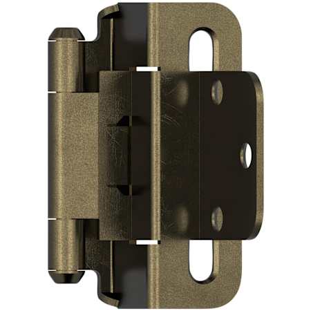 Amerock Functional Hardware 3/8 Inch Inset Wrap Cabinet Door Hinge with 105 Degree Opening Angle and Self Close Function - Pair Burnished Brass