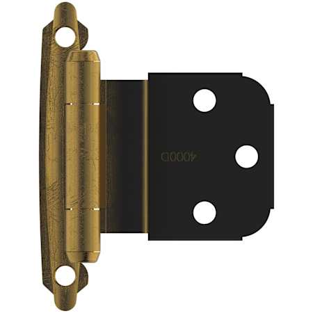 Amerock Functional Hardware 3/8 Inch Inset Surface Mount Cabinet Door Hinge with 105 Degree Opening Angle and Self Close Function - Pair Antique Brass