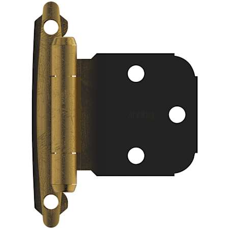 Amerock Functional Hardware Variable Overlay Surface Mount Cabinet Door Hinge with 105 Degree Opening Angle and Self Close Function - Pair Antique Brass