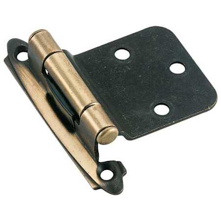 Amerock Functional Variable Overlay Bevel Cabinet Door Hinge with Self Close Function - Pair - 10 Pack Antique Brass