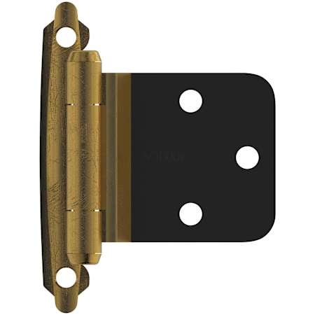 Amerock Functional Hardware Variable Overlay Surface Mount Cabinet Door Hinge with 105 Degree Opening Angle and Self Close Function - Pair Antique Brass