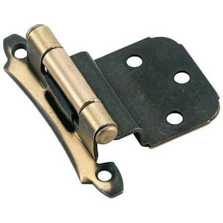 Amerock Pair of 3/8" Inset Self-Closing Face Mount Hinges - 10 Pack Antique Brass