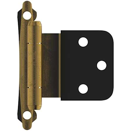 Amerock Functional Hardware 3/8 Inch Inset Surface Mount Cabinet Door Hinge with 105 Degree Opening Angle and Self Close Function - Pair Antique Brass