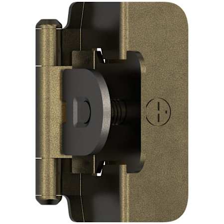 Amerock Functional Hardware 1/2 Inch Overlay Surface Mount Cabinet Door Hinge with 105 Degree Opening Angle and Self Close Function - Pair Burnished Brass