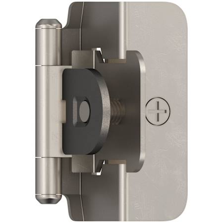 Amerock Functional Hardware 1/2 Inch Overlay Surface Mount Cabinet Door Hinge with 105 Degree Opening Angle and Self Close Function - Pair Satin Nickel