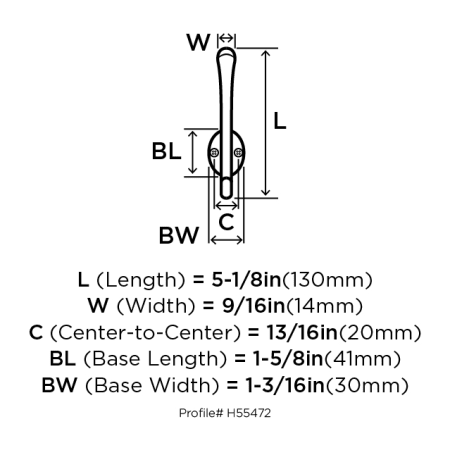 Amerock-H55472-Dimensions of Front View