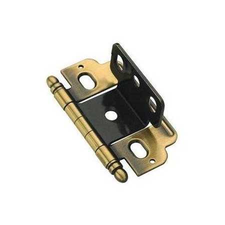 Amerock Functional Hardware Full Inset Wrap Cabinet Door Hinge with 105 Degree Opening Angle - Single Hinge Antique Brass