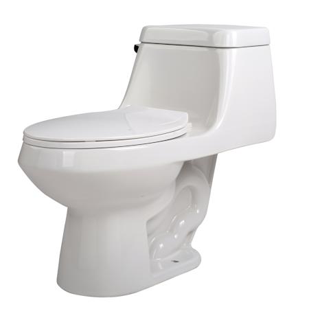 Anzzi Zeus 1.28 GPF One Piece Elongated Toilet with Left Hand Lever - Seat Included Glossy White
