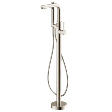 Anzzi Sens Lever Handle Floor Mounted Tub Filler - Handshower Included Brushed Nickel