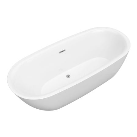 Anzzi Britt 60" Free Standing Acrylic Soaking Tub with Center Drain, Drain Assembly, and Overflow Glossy White