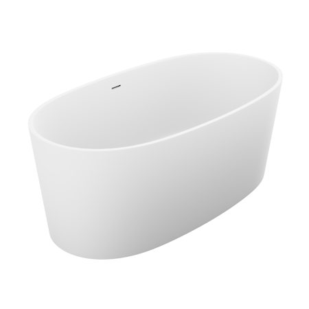 Anzzi Roccia 61-3/8" Stone Composite Free Standing Soaking Tub - Includes Drain Assembly White Matte