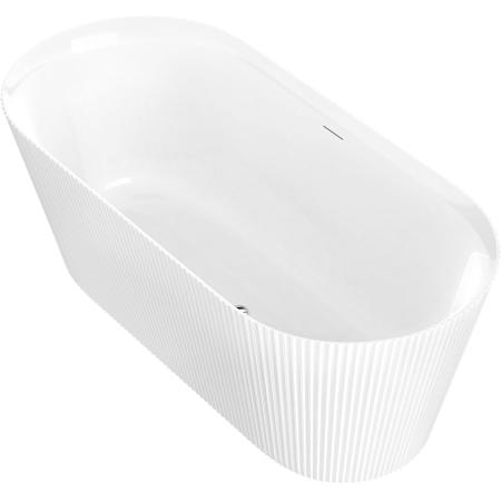 Anzzi Bailey 65" Free Standing Acrylic Soaking Tub with Center Drain, Drain Assembly, and Overflow White