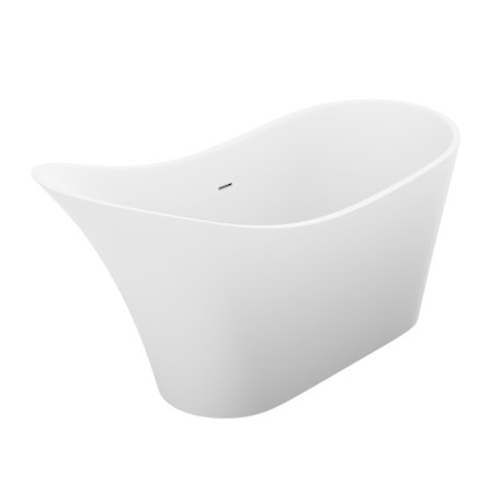 Anzzi Tuasavi 68" Free Standing Stone Composite Soaking Tub with Center Drain, and Drain Assembly Matte White