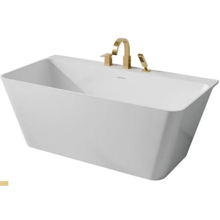 Anzzi Vault 67" Free Standing Acrylic Soaking Tub with Center Drain, Drain Assembly, and Overflow - Includes Tub Filler with Hand Shower Brushed Gold