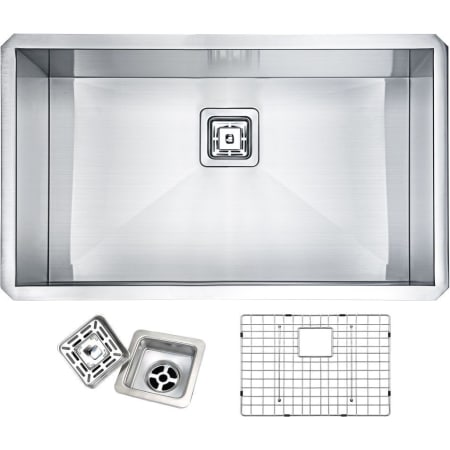 Anzzi Vanguard 30" Undermount Single Basin Stainless Steel Kitchen Sink with Basin Rack and Basket Strainer Included Brushed Satin