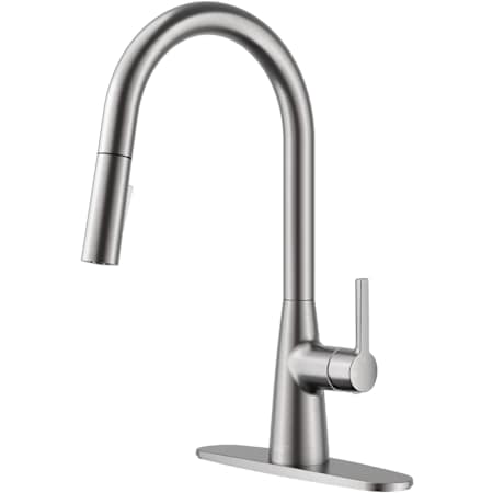 Anzzi 1.8 GPM Single Hole Pull Down Kitchen Faucet - Includes Escutcheon Brushed Nickel