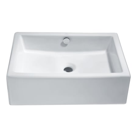 Anzzi Deux 20-1/4" Rectangular Vitreous China Vessel Bathroom Sink with Overflow Glossy White