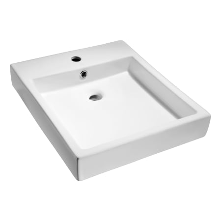 Anzzi Deux 18-5/16" Rectangular Vitreous China Vessel Bathroom Sink with Overflow and 1 Faucet Hole Glossy White
