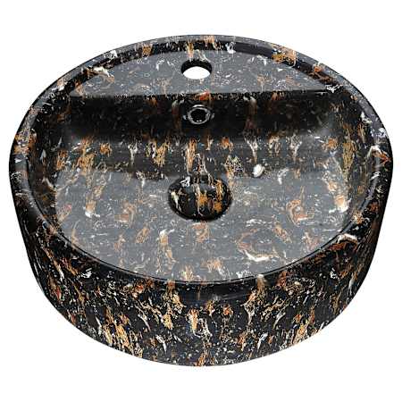 Anzzi Rhapsody 17-1/3" Ceramic Vessel Bathroom Sink - Pop-Up Drain Included Neolith Marble