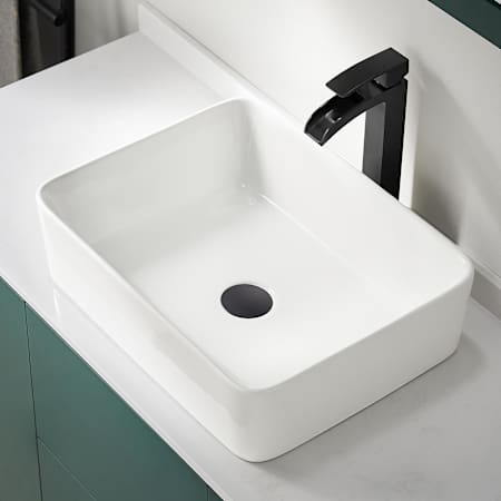 Anzzi Modena 18-3/4" Rectangular Ceramic Vessel Bathroom Sink White