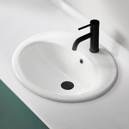 Anzzi Luna 22-1/8" Oval Ceramic Drop In Bathroom Sink with Overflow and Single Faucet Hole White