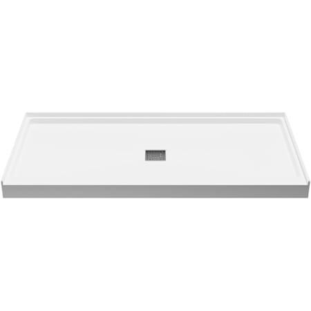 Anzzi Alexander 60" x 30" Rectangular Shower Base with Single Threshold and Square Center Drain White