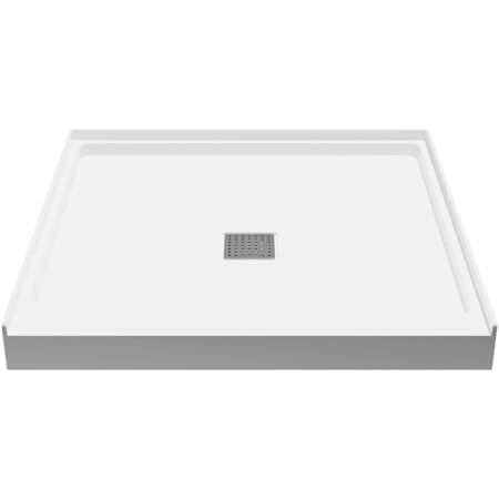 Anzzi Alexander 36" x 36" Square Shower Base with Single Threshold and Center Drain White