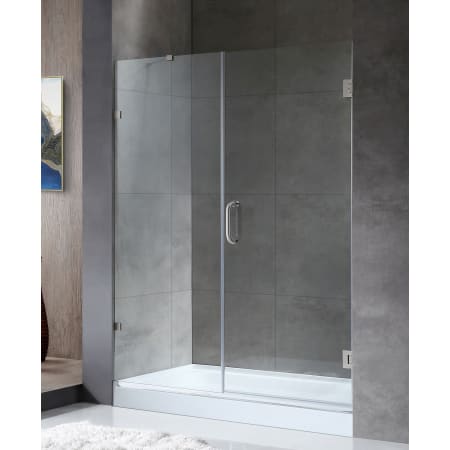 Anzzi Consort 60" Wide x 72" High Hinged Frameless Shower Door with Clear Glass Brushed Nickel