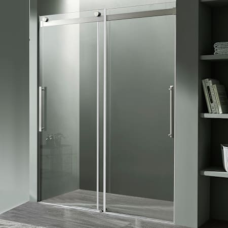 Anzzi Stellar 76" High x 60" Wide Sliding Frameless Shower Door with Clear Glass Brushed Nickel
