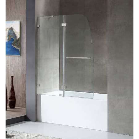 Anzzi Anzzi 60" Alcove Acrylic Soaking Tub with Left Drain, Frameless Hinged Tub Door, and Overflow White / Brushed Nickel