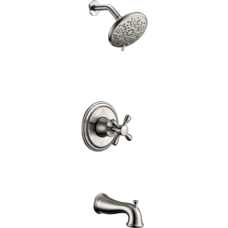 Anzzi Mesto Tub and Shower Trim Package with Multi-Function Rain Shower Head Brushed Nickel